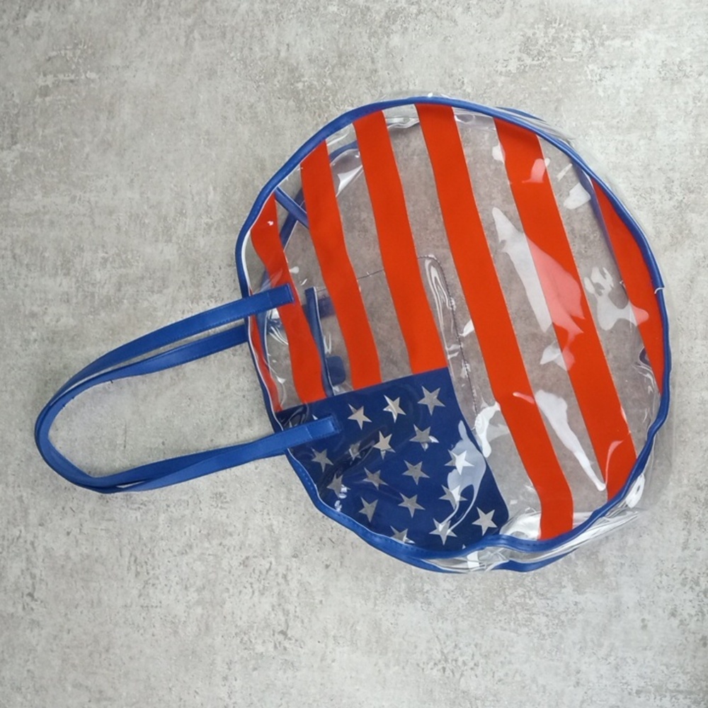 👜🍒 Fadivo American Flag Clear Round Plastic Bag